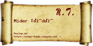 Mider Tádé névjegykártya